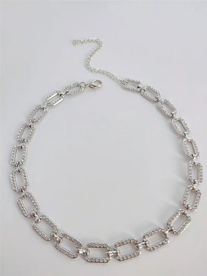 Rhinestone Inlaid Rectangle Necklace for Women