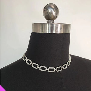 Rhinestone Inlaid Rectangle Necklace for Women