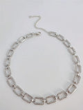 Rhinestone Inlaid Rectangle Necklace for Women