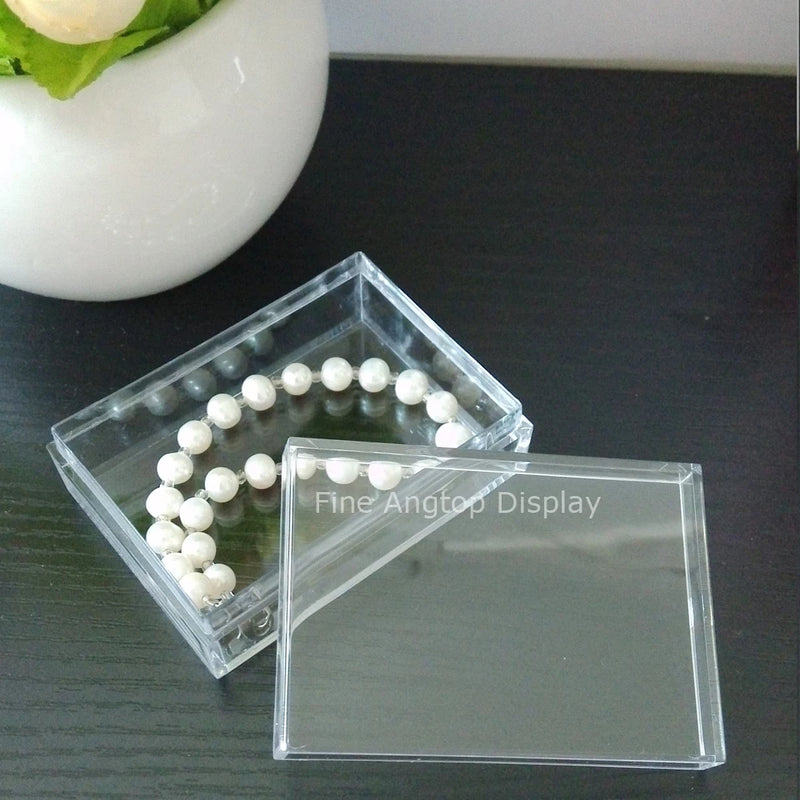 Plastic Jewelry Bracelet Display Case Clear Favor Box with Cover Lid