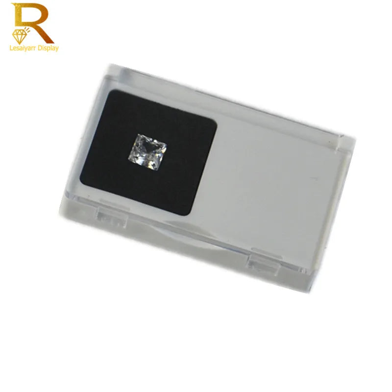 Rectangular Acrylic Gem Box Display Case Stone Storage Organizer