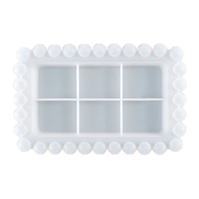 Rectangular Beaded Fruit Box Resin Mold DIY Jewelry Tray Plate Dish Silicone Mou