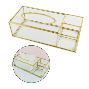 Clear Glass Tissue Box Decorative Napkin Storage Box