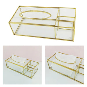 Clear Glass Tissue Box Decorative Napkin Storage Box