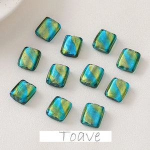 Retro Two-tone Green Glass Beads Straight Hole DIY Beaded Necklace Bracelet