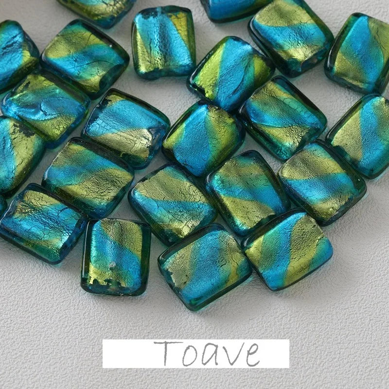 Retro Two-tone Green Glass Beads Straight Hole DIY Beaded Necklace Bracelet