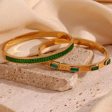 Rectangular Round Shell Demone Eye Line Bracelet 18K Plated Stainless Steel