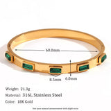 Rectangular Round Shell Demone Eye Line Bracelet 18K Plated Stainless Steel