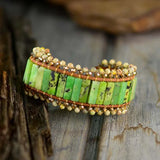 Stone Leather Bracelets Australian Jade Wristband Boho Jewelry Women Gift