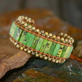 Stone Leather Bracelets Australian Jade Wristband Boho Jewelry Women Gift
