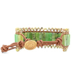 Stone Leather Bracelets Australian Jade Wristband Boho Jewelry Women Gift