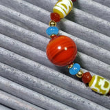 Red Agate Beads Tibetan Buddhist Wealth God Totem Dzi Necklace