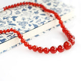 Red Agate Classic Necklace Natural Gem Stone Round Beads Jewelry for Women