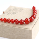 Red Agate Classic Necklace Natural Gem Stone Round Beads Jewelry for Women