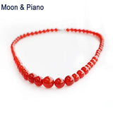 Red Agate Classic Necklace Natural Gem Stone Round Beads Jewelry for Women