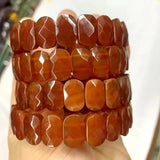 Red Agate Stone Beads Bracelet Natural Gemstone Bangle