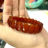 Red Agate Stone Beads Bracelet Natural Gemstone Jewelry Bangle