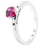 Red Angel Wing Line Art Love & People Peach Blossom Tilted Heart Solitaire Ring
