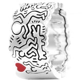Red Angel Wing Line Art Love & People Peach Blossom Tilted Heart Solitaire Ring