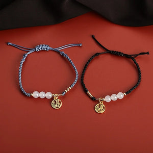 Chalcedony Chinese Character Charm Bracelet