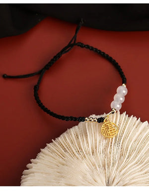 Chalcedony Chinese Character Charm Bracelet