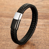 Red Leather Bracelet Charm Stainless Steel Magnet Bangle