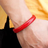 Red Leather Bracelet Charm Stainless Steel Magnet Bangle