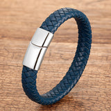 Red Leather Bracelet Charm Stainless Steel Magnet Bangle