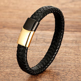Red Leather Bracelet Charm Stainless Steel Magnet Bangle