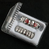 Red Crystal Teeth Grillz Hip Hop Dental Grills Piercing Halloween Gift