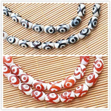 Red/Black Dzi Agat 3eyes 8x12mm Oval Beads 30pcs