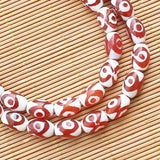 Red/Black Dzi Agat 3eyes 8x12mm Oval Beads 30pcs