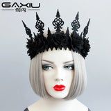 Red Flower Crown Tiara Hair Jewelry For Women Gothic Wedding