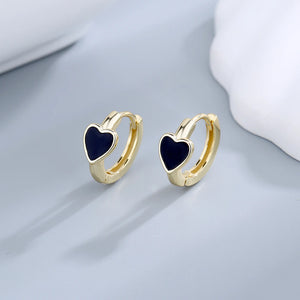Red Heart Hoop Earrings 925 Sterling Silver Classic Jewelry for Women