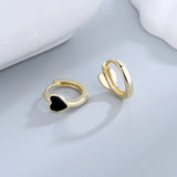 Red Heart Hoop Earrings 925 Sterling Silver Classic Jewelry for Women