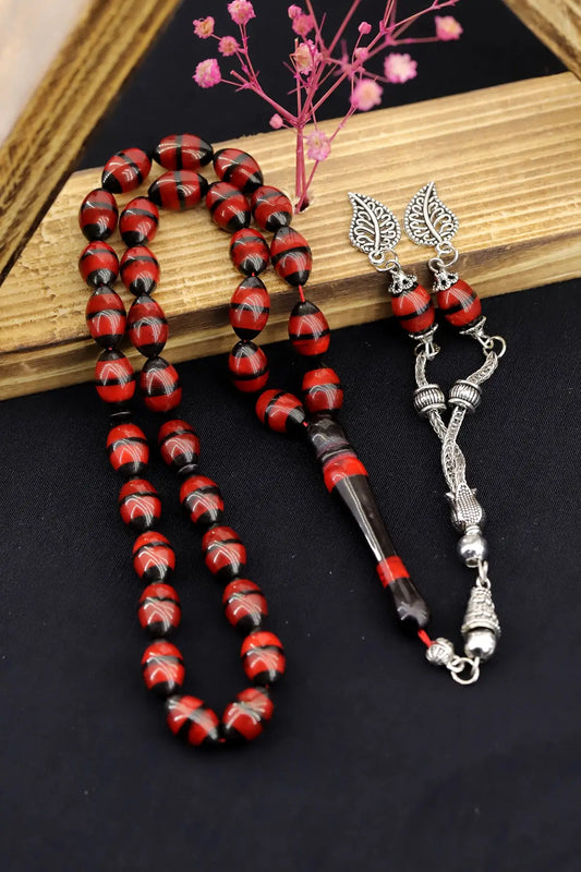 Red Powder Amber Tasbih Rosary Muslim Islam Worship