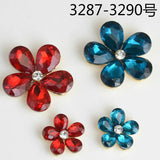 Red Crystal Rhinestone Flower Button Clasp Jewelry Making Supplies