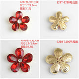Red Crystal Rhinestone Flower Button Clasp Jewelry Making Supplies