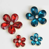 Red Crystal Rhinestone Flower Button Clasp Jewelry Making Supplies