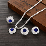 African Women Pendant Chain Earring Resizable Rings Jewelry Set