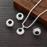 African Women Pendant Chain Earring Resizable Rings Jewelry Set