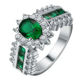 Red Green Zircon Ring Women Engagement Wedding Party Ring Size 6-12
