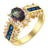 Red Green Zircon Ring Women Engagement Wedding Party Ring Size 6-12
