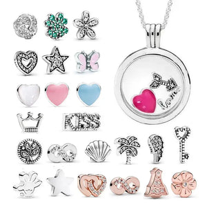 Heart Star Tree 925 Silver Jewelry For Necklace Ring DIY