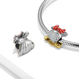 Red Bow Mouse Bead for Women Bracelet Necklace DIY Jewelry Gift S925 Silver