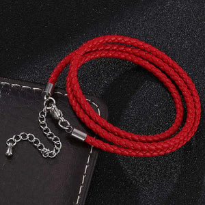 Red Braided Leather Rope Bracelet Women Wrap Bracelet FR0543