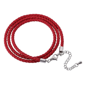 Red Braided Leather Rope Bracelet Women Wrap Bracelet FR0543