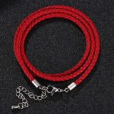 Red Braided Leather Rope Bracelet Women Wrap Bracelet FR0543
