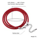 Red Braided Leather Rope Bracelet Women Wrap Bracelet FR0543