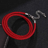 Red Braided Leather Rope Bracelet Women Wrap Bracelet FR0543
